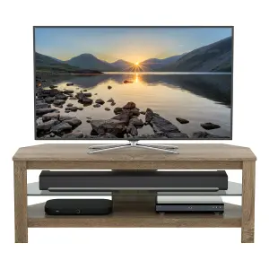 AVF Calibre Plus 1.15m TV Stand with Glass Shelf, for TVs up to 55" - Rustic Sawn Oak