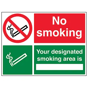 Your Designated Smoking Area Sign - Adhesive Vinyl - 300x200mm (x3)