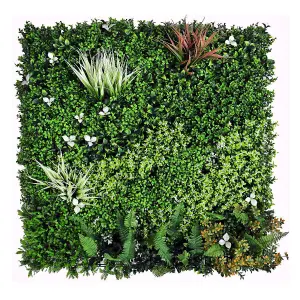 True Products Premium Artificial Green Plant Living Wall Panel 1m x 1m - Meadow