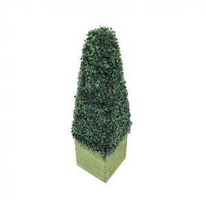 Oypla Set of 2 Artificial Topiary Boxwood Pyramid Trees 90cm Indoor Outdoor Decoration