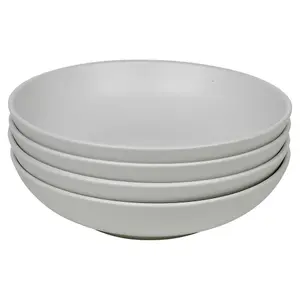 Queensway Home & Dining 26cm Diameter 32 Pcs White Coloured Stone Ceramic Dinnerware Plates Pasta Bowls Set