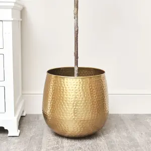 Melody Maison Large Gold Hammered Metal Planter 40cm x 38cm