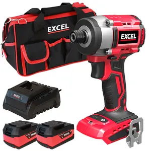 Excel 18V Cordless Brushless Impact Driver with 2 x 5.0Ah Battery Charger & Bag