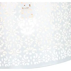 Marrakech Designed White Metal Pendant Light Shade with Floral Decoration