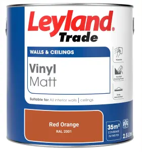 Leyland Trade Vinyl Matt Walls & Ceilings Emulsion Paint Red Orange (RAL 2001) 2.5L