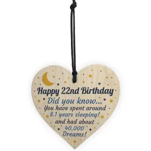 Red Ocean 22nd Birthday Card For Daughter Son Wood Heart Novelty 22nd Birthday Gift Him Her