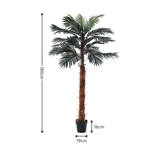 Artificial Palm Tree Fake Plant House Plant in Black Pot H 180 cm