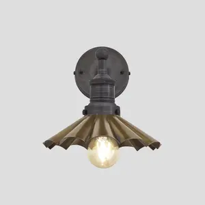 Industville Brooklyn Umbrella Wall Light, 8 Inch, Brass, Pewter Holder