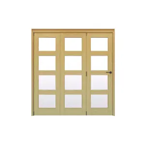 Geom 4 Lite Clear Glazed Oak Internal Bi-fold Door set, (H)2060mm (W)2132mm