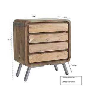 Aspen 4 Drawer Wide Chest - Metal/Wood - L38 x W70 x H70 cm