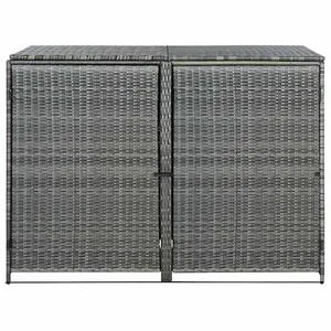 vidaXL Double Wheelie Bin Shed Poly Rattan Anthracite 148x77x111 cm