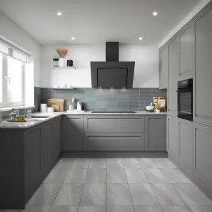 Johnson Tiles Mayfair Dark grey Gloss Ceramic Indoor Wall tile Sample