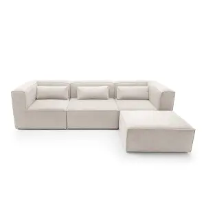 Doris Modular Corner Sofa in White Cord Chenille