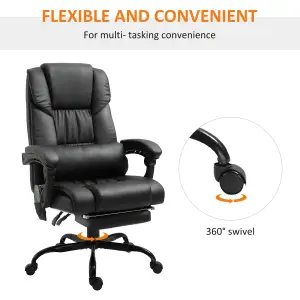 Vinsetto PU Massage Office Chair Height Adjustable Computer Chair Black