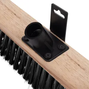 Hardys Sweeping Brush Head Replacement - Garden Yard Stiff Bristle Brush, Hard Beech Stock, Fitted Bracket - 45cm x 6cm x9cm