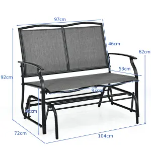 Costway 2-Person Patio Swing Glider Bench Outdoor Glider Loveseat Heavy-Duty Steel Frame