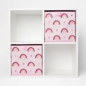 Pack of 2 x Rainbow Print Cube  Storage Boxes