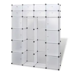 Modular Cabinet with Compartment Storage Cabinet Clothes Organizer White