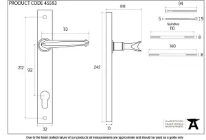 From The Anvil External Beeswax Cottage Slimline Lever Espag. Lock Set