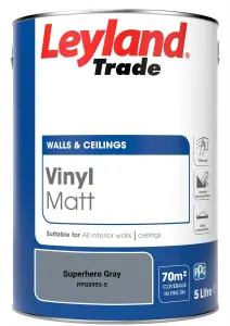 Leyland Trade Vinyl Matt Walls & Ceilings Emulsion Paint Superhero Gray (PPG0993-5) 5L