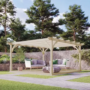 Premium Pergola and Decking Kit - Wood - L480 x W480 cm - Light Green