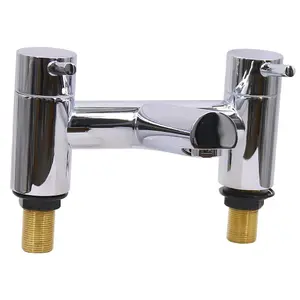 Rinse Bathrooms Modern Solid Brass Bathroom Monobloc Bath Filler Mixer Tap Chrome Double Lever Tub Tap