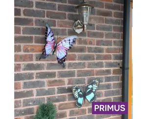 Primus Large Metal Butterfly Cyan 35 x 25cm