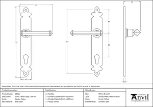 From The Anvil Pewter Tudor Lever Espag. Lock Set