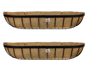 Garden Metal Wall Baskets Troughs Planters (W)90cm 36"  Set of 2