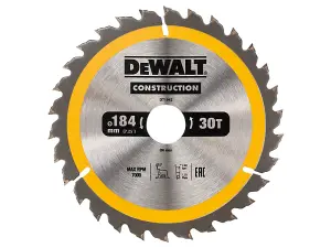 DeWALT DT1942 Portable Construction Circular Saw Blade 184 x 30mm x 30T