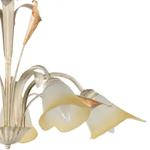 Luminosa Lucrezia 5 Light Multi Arm Pendant Ceiling Light, Ivory