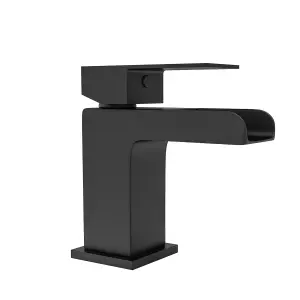 Nes Home Matt Black Waterfall Waterfall Cloakroom Basin Mono Mixer