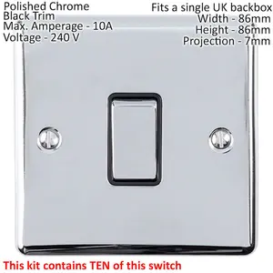 CHROME House Socket & Switch Set -14x Light & 26x Switched UK Power Sockets