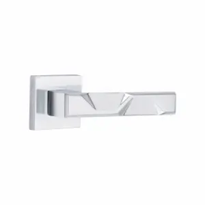 4 Pair Modern Nova Design Polished Chrome Premium Door Handles Square Rose - Golden Grace