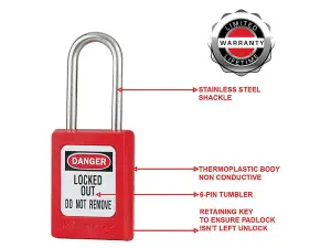 Master Lock - Lockout Padlock - 35mm Body & 4.76mm Stainless Steel Shackle