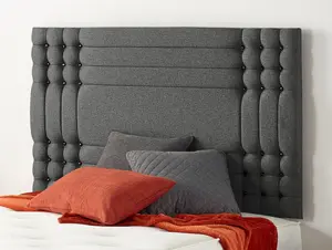 Somnior Flexby Tweed Charcoal Divan Bed Base With 4 Drawers And Headboard - Small Double