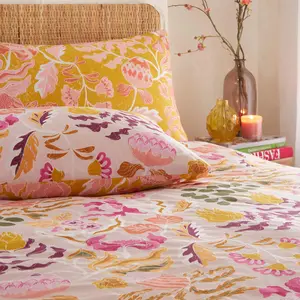 Cotton Blend, Polyester Floral Duvet Cover Set with Pillowcases 200 x 200 cm - 2 Standard
 Pillowcases