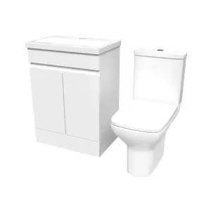 Nes Home 600mm White Basin Vanity & Rimless Close Coupled toilet