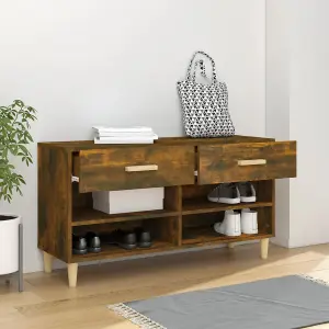 Berkfield Shoe Cabinet Smoked Oak 102x35x55 cm Engineered Wood