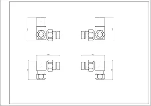 Right Radiators Corner Square Head Brushed Brass Heated Towel Rail Radiator Valves Pair