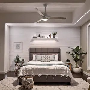 Elstead Kichler Zeus 3 Blade 152cm Ceiling Fan with LED Light Brushed Nickel Remote Control