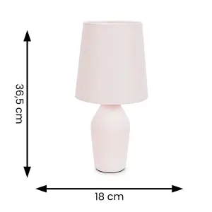 ValueLights Arlo Rose Pink Ceramic Base Table Lamp with Tapered Shade - LED Bulb Included