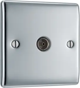 BG Chrome Semi-flush Single TV socket