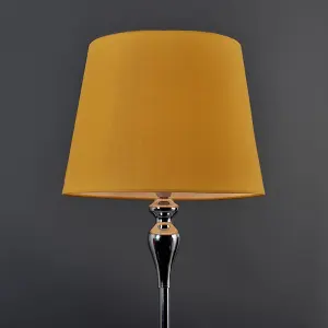 ValueLights Faulkner Modern Polished Chrome Spindle Design Floor Lamp with Mustard Shade