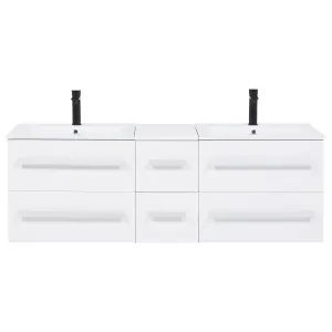 Bathroom Wall Mounted Cabinet with Basin White MADRID