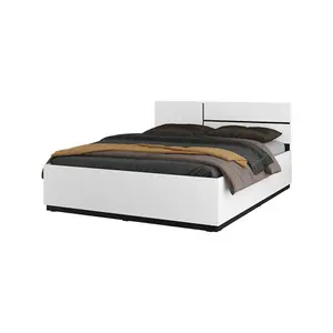  Kross EU King Bed Frame in Crisp White - 160x200cm Modern Sleep Solution with Dual Headboard Options