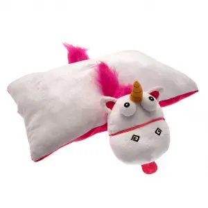 Despicable Me Official Fluffy Unicorn Folding Cushion White/Pink (One Size)