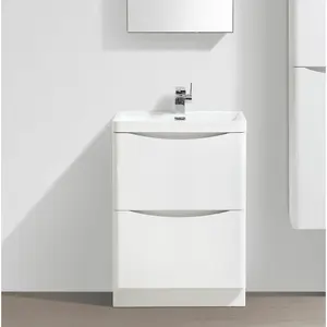 Stanhope 600mm Single Bathroom Vanity with Integrated Resin Basin White Glass