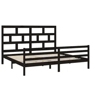 Berkfield Bed Frame Black Solid Wood Pine 200x200 cm