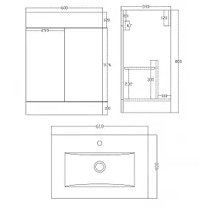 Nes Home Kerley Small Freestanding Bathroom Cloakroom Vanity Cabinet Unit with Basin Sink